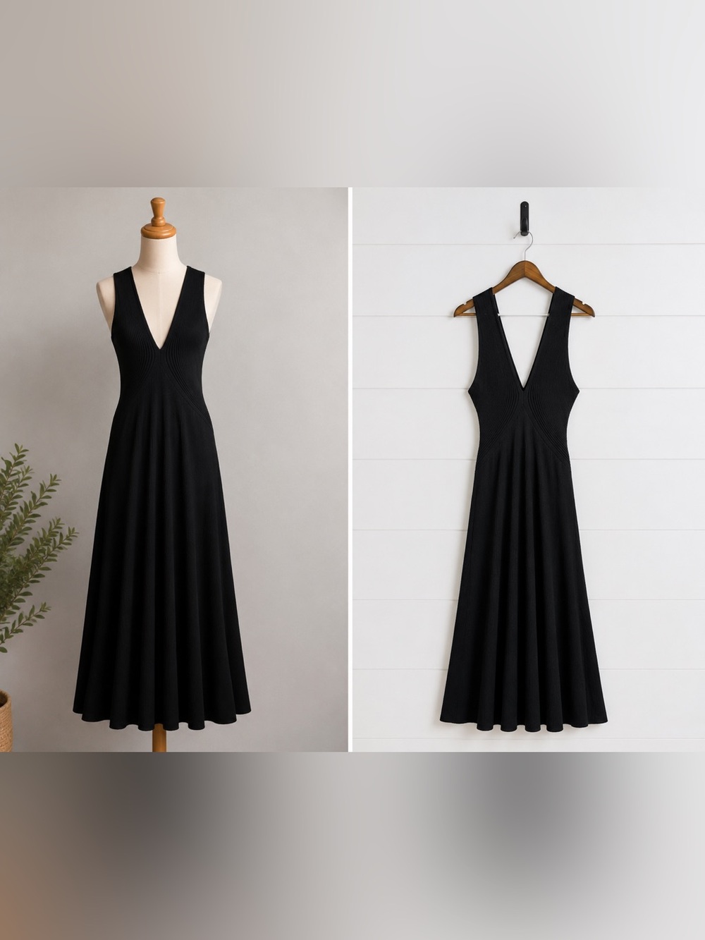 Zara Black Ribbed Knit Maxi Dress | Estimated Size Small